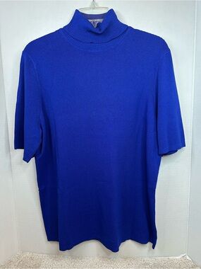 Anne Klein Cobalt Blue Short-Sleeve Turtleneck sweater